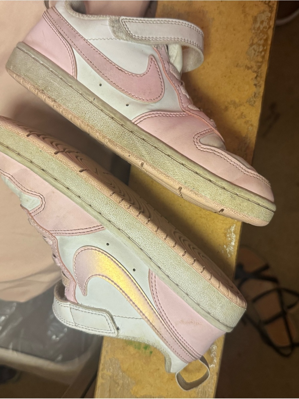 Nike Kids Pink and White Hook-and-Loop Sneakers